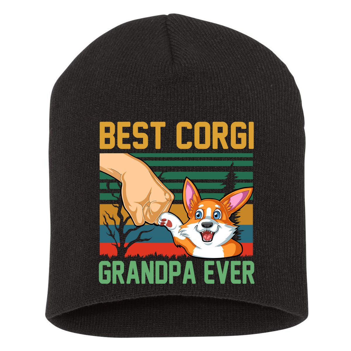 Best Corgi Grandpa Ever Short Acrylic Beanie