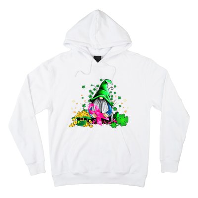 Breast Cancer Gnome St Patricks Day Pink Ribbon Awareness Hoodie