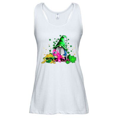 Breast Cancer Gnome St Patricks Day Pink Ribbon Awareness Ladies Essential Flowy Tank