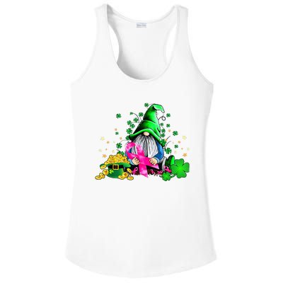 Breast Cancer Gnome St Patricks Day Pink Ribbon Awareness Ladies PosiCharge Competitor Racerback Tank