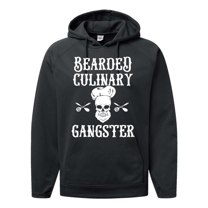 Bearded Culinary Gangster Vintage Cooking Guru Gift Performance Fleece Hoodie