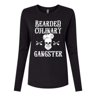 Bearded Culinary Gangster Vintage Cooking Guru Gift Womens Cotton Relaxed Long Sleeve T-Shirt