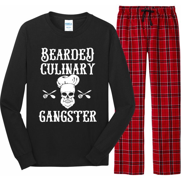 Bearded Culinary Gangster Vintage Cooking Guru Gift Long Sleeve Pajama Set