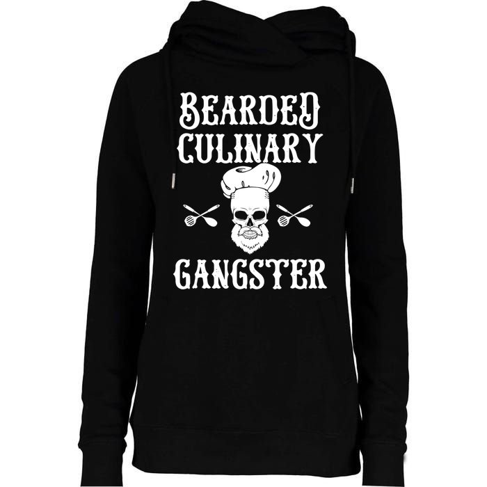 Bearded Culinary Gangster Vintage Cooking Guru Gift Womens Funnel Neck Pullover Hood