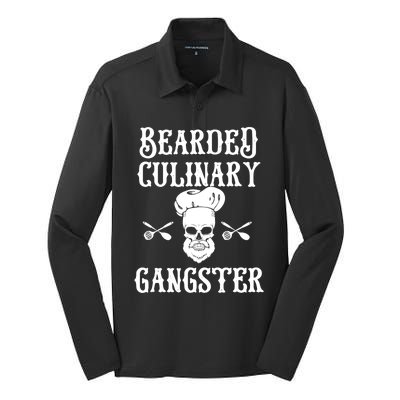 Bearded Culinary Gangster Vintage Cooking Guru Gift Silk Touch Performance Long Sleeve Polo