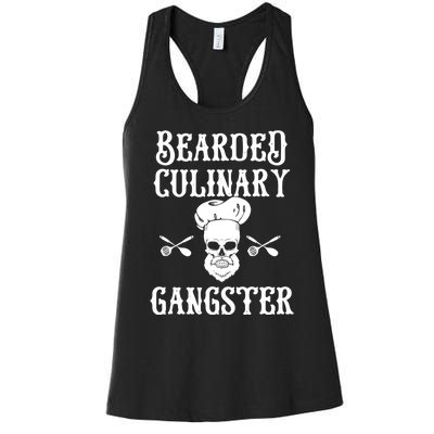 Bearded Culinary Gangster Vintage Cooking Guru Gift Women's Racerback Tank