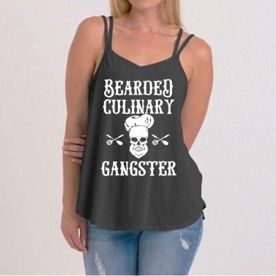 Bearded Culinary Gangster Vintage Cooking Guru Gift Women's Strappy Tank