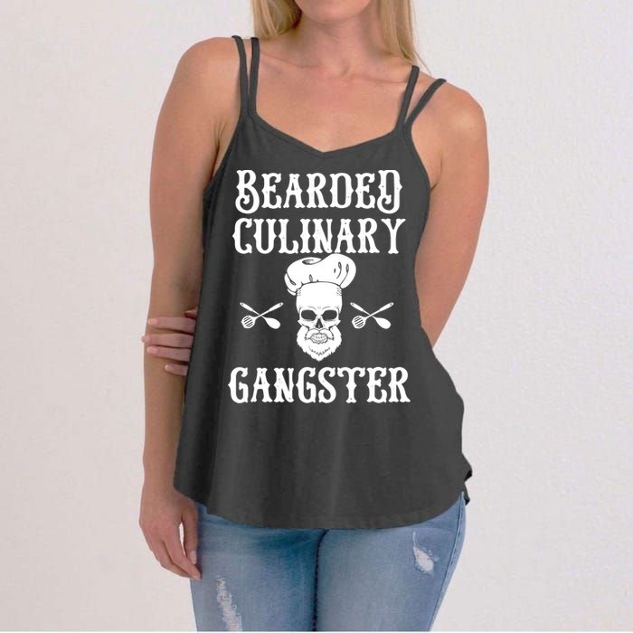 Bearded Culinary Gangster Vintage Cooking Guru Gift Women's Strappy Tank