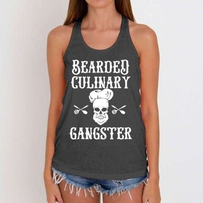 Bearded Culinary Gangster Vintage Cooking Guru Gift Women's Knotted Racerback Tank