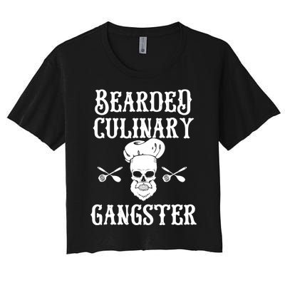 Bearded Culinary Gangster Vintage Cooking Guru Gift Women's Crop Top Tee