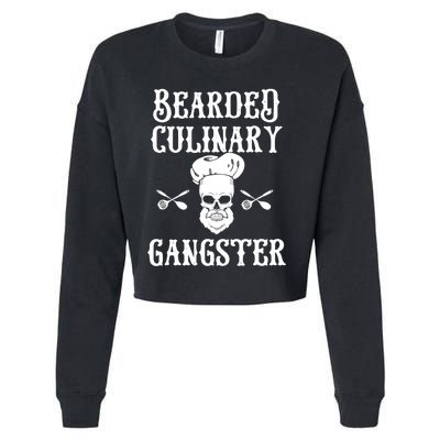 Bearded Culinary Gangster Vintage Cooking Guru Gift Cropped Pullover Crew