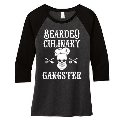 Bearded Culinary Gangster Vintage Cooking Guru Gift Women's Tri-Blend 3/4-Sleeve Raglan Shirt