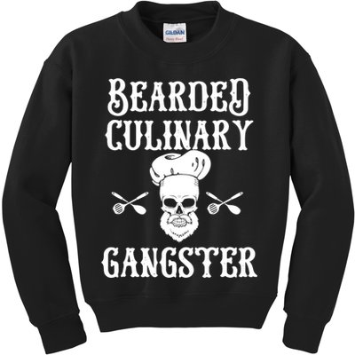 Bearded Culinary Gangster Vintage Cooking Guru Gift Kids Sweatshirt