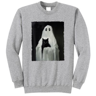 Black Cat Ghost Halloween Spooky Season Costume Gift Tall Sweatshirt