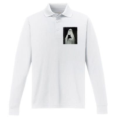 Black Cat Ghost Halloween Spooky Season Costume Gift Performance Long Sleeve Polo