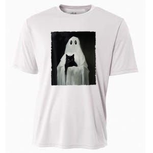 Black Cat Ghost Halloween Spooky Season Costume Gift Cooling Performance Crew T-Shirt