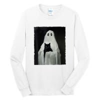 Black Cat Ghost Halloween Spooky Season Costume Gift Tall Long Sleeve T-Shirt