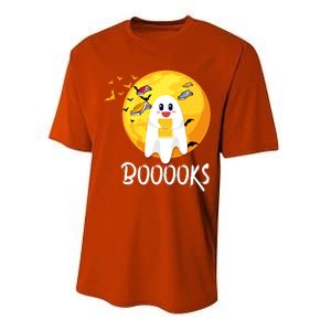 Booooks Cute Ghost Reading Books Teacher Librarian Halloween Gift Performance Sprint T-Shirt