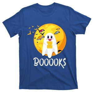 Booooks Cute Ghost Reading Books Teacher Librarian Halloween Gift T-Shirt