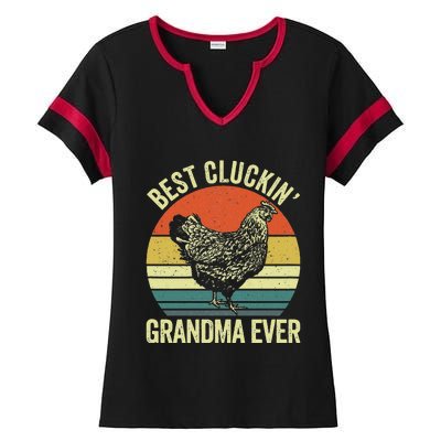 Best Cluckin Grandma Ever Funny Clucking Chicken Farmer Ladies Halftime Notch Neck Tee