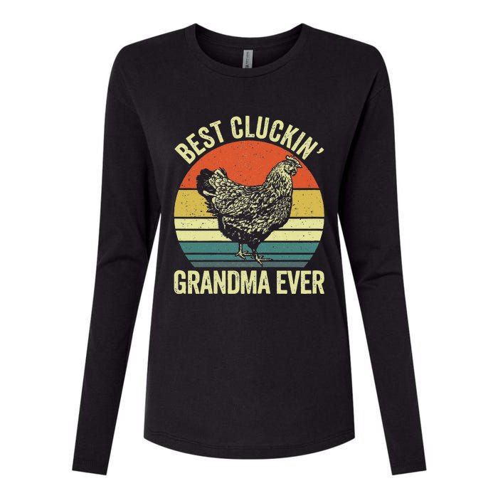 Best Cluckin Grandma Ever Funny Clucking Chicken Farmer Womens Cotton Relaxed Long Sleeve T-Shirt