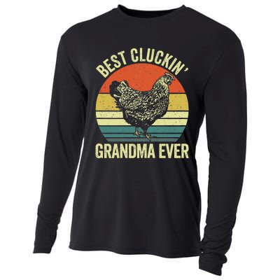 Best Cluckin Grandma Ever Funny Clucking Chicken Farmer Cooling Performance Long Sleeve Crew