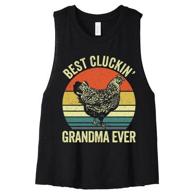 Best Cluckin Grandma Ever Funny Clucking Chicken Farmer Women's Racerback Cropped Tank