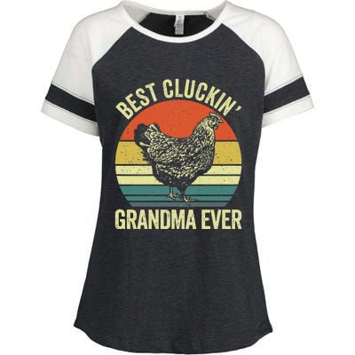 Best Cluckin Grandma Ever Funny Clucking Chicken Farmer Enza Ladies Jersey Colorblock Tee