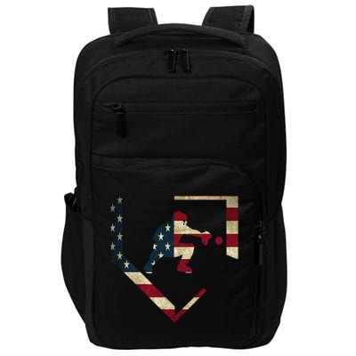 Baseball Catcher Gear Cute Gift American Flag Baseballin Gift Impact Tech Backpack