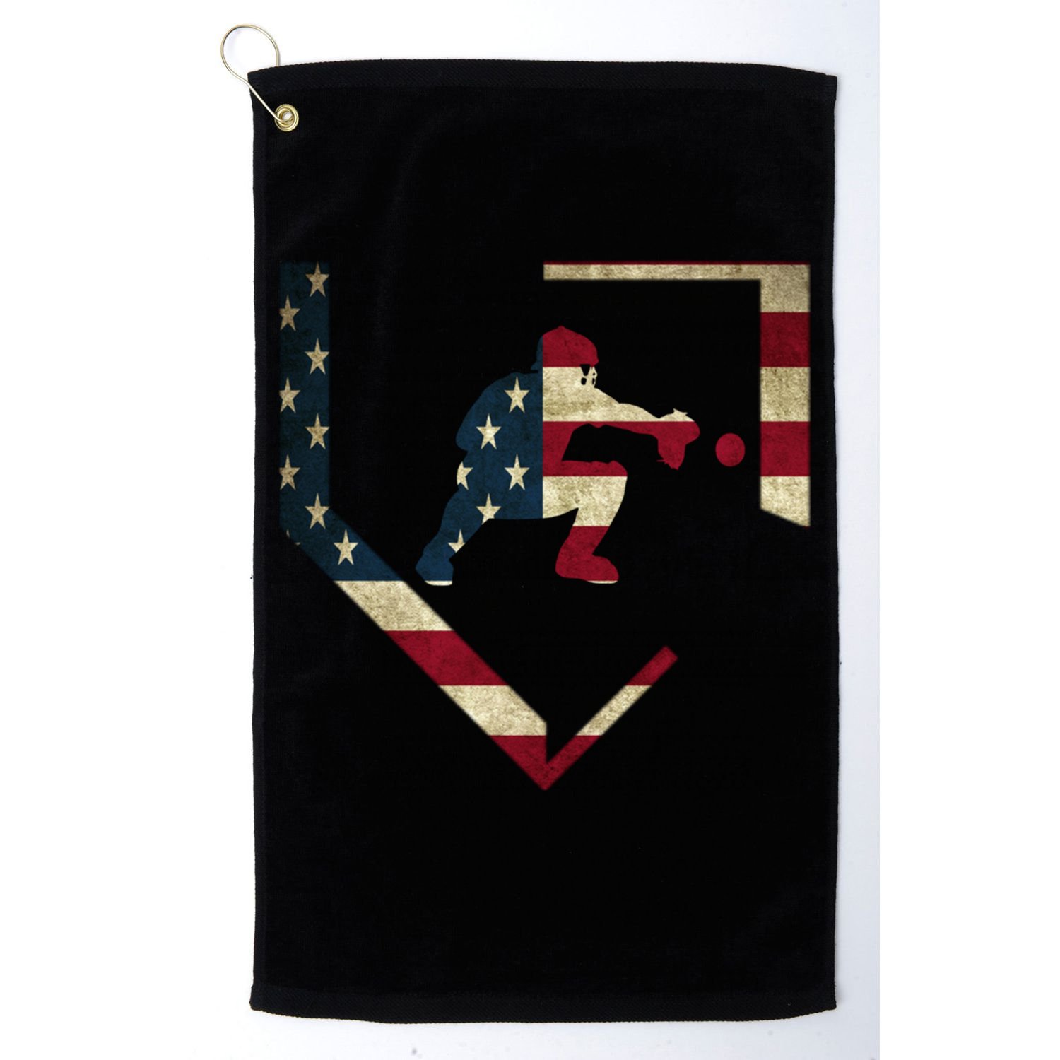 Baseball Catcher Gear Cute Gift American Flag Baseballin Gift Golf Towel