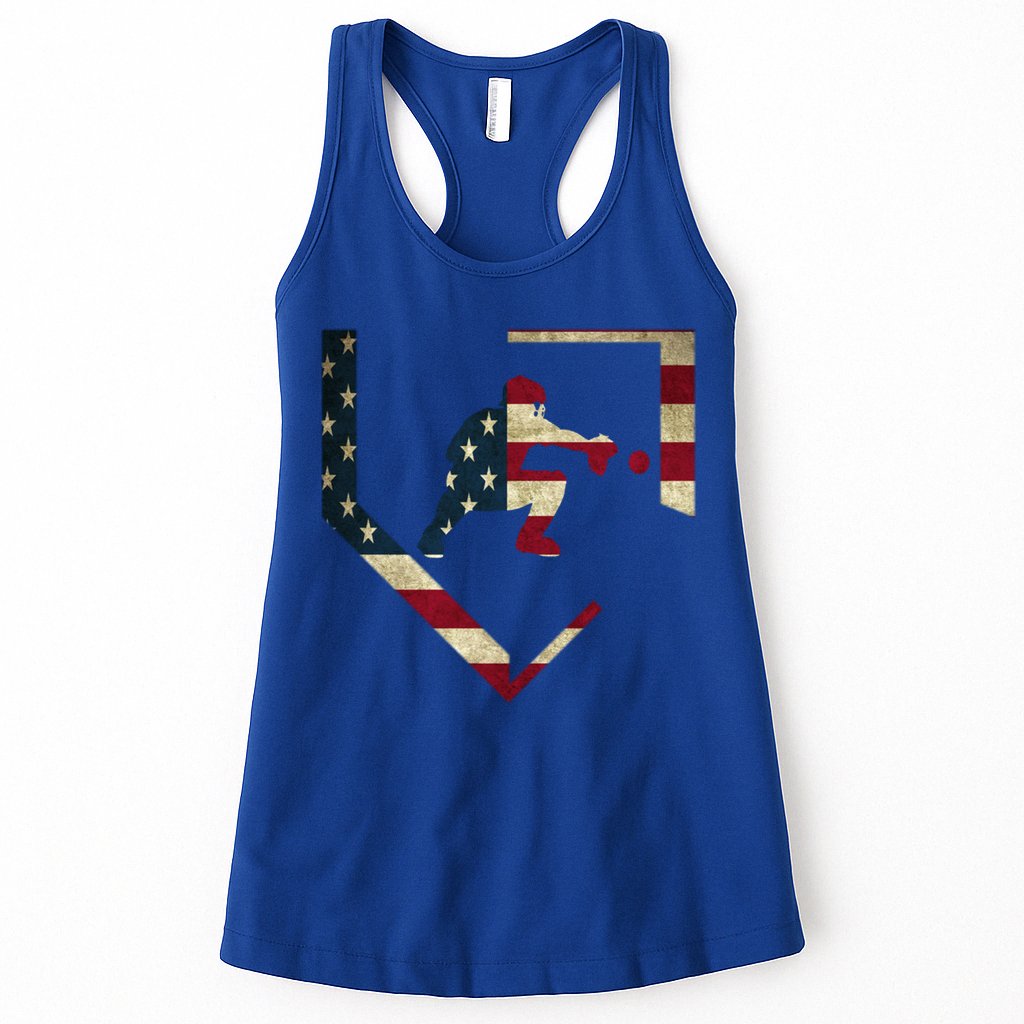 Baseball Catcher Gear Cute Gift American Flag Baseballin Gift Womens Tank Top