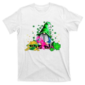 Breast Cancer Gnome St Patricks Day Pink Ribbon Awareness T-Shirt