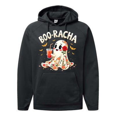 Booracha Cute Ghost Drink Fiesta Halloween Funny Performance Fleece Hoodie