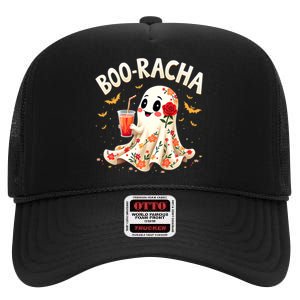 Booracha Cute Ghost Drink Fiesta Halloween Funny High Crown Mesh Back Trucker Hat