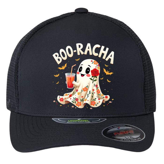 Booracha Cute Ghost Drink Fiesta Halloween Funny Flexfit Unipanel Trucker Cap