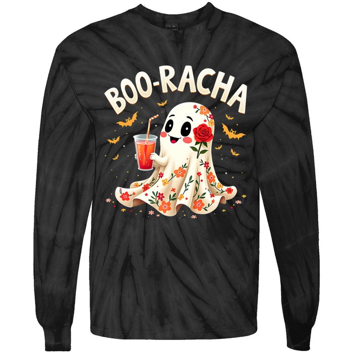 Booracha Cute Ghost Drink Fiesta Halloween Funny Tie-Dye Long Sleeve Shirt