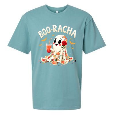 Booracha Cute Ghost Drink Fiesta Halloween Funny Sueded Cloud Jersey T-Shirt