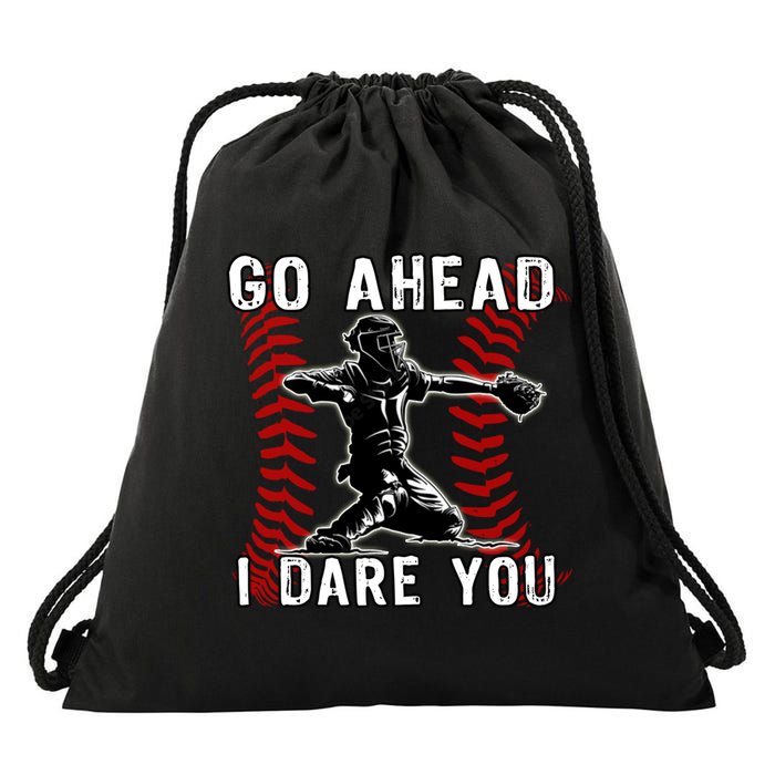 Baseball Catcher Go Ahead I Dare You Gift Drawstring Bag