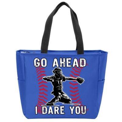 Baseball Catcher Go Ahead I Dare You Gift Zip Tote Bag