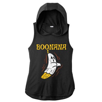 Boonana Cute Ghost Banana Halloween Costume Ladies PosiCharge Tri-Blend Wicking Draft Hoodie Tank