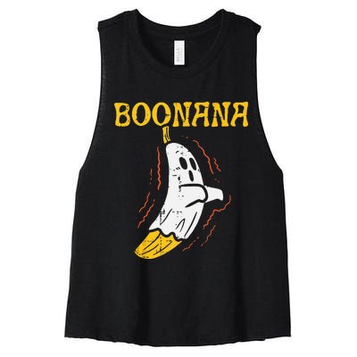 Boonana Cute Ghost Banana Halloween Costume Women's Racerback Cropped Tank