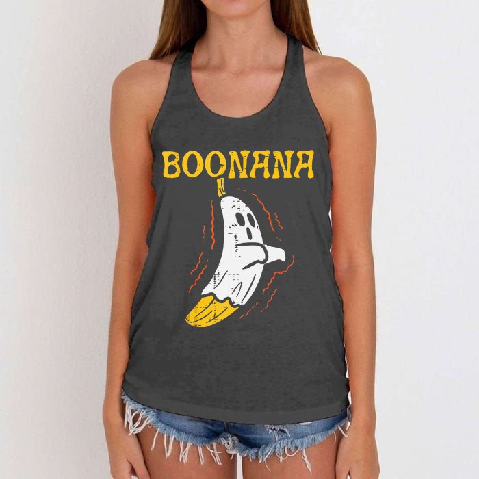 Boonana Cute Ghost Banana Halloween Costume Women's Knotted Racerback Tank