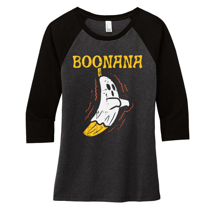 Boonana Cute Ghost Banana Halloween Costume Women's Tri-Blend 3/4-Sleeve Raglan Shirt