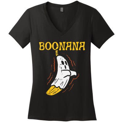 Boonana Cute Ghost Banana Halloween Costume Women's V-Neck T-Shirt