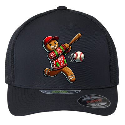 Baseball Christmas Gingerbread Man Baseball Ugly Christmas Flexfit Unipanel Trucker Cap