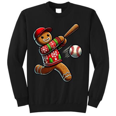 Baseball Christmas Gingerbread Man Baseball Ugly Christmas Sweatshirt