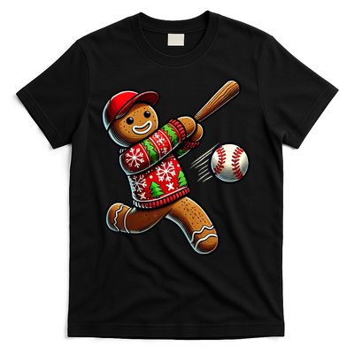 Baseball Christmas Gingerbread Man Baseball Ugly Christmas T-Shirt