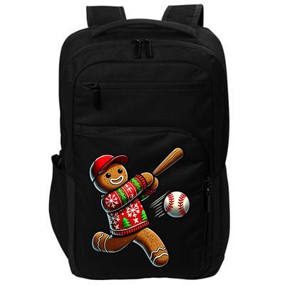 Baseball Christmas Gingerbread Man Baseball Ugly Christmas Impact Tech Backpack