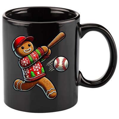 Baseball Christmas Gingerbread Man Baseball Ugly Christmas 11oz C Handle Ceramic Mug