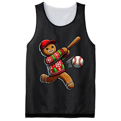 Baseball Christmas Gingerbread Man Baseball Ugly Christmas Mesh Reversible Basketball Jersey Tank